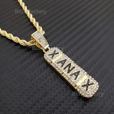 Hip Hop Gold plated Alloy Cubic Zirconia Xanax Pendant & 24" Rope Chain Necklace