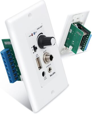 Herdio 4-Channels Bluetooth in Wall Amplifier Volume Control USB/MIC/AUX(3.5mm)