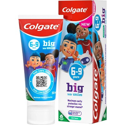 2 PCS Colgate children's toothpaste 6-9 years old, mild mint flavor, 50 ml (100)