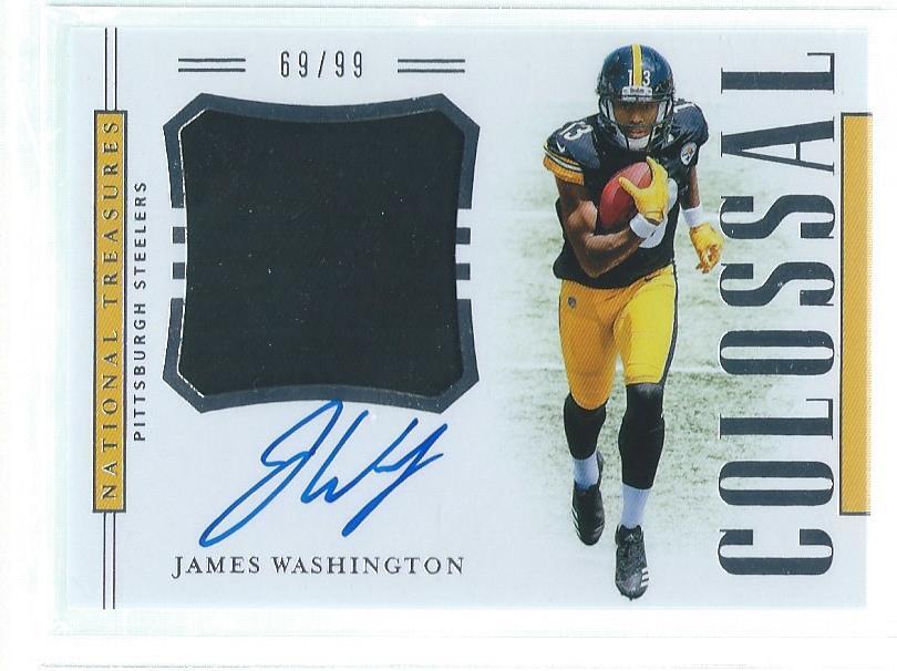 James Washington Football Cards 2018 National Treasures Rookie Colossal Signatures trading card — raw and PSA graded price guide