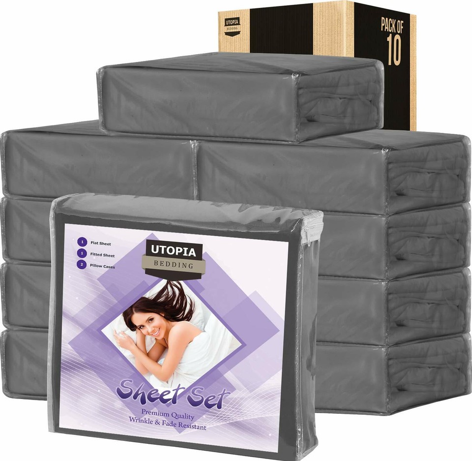 Utopia Bedding 4-Piece Microfiber Sheet Set – Twin Size, Soft Brushed & Cooling!-1143631