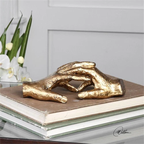 Uttermost Hold My Hand Contemporary Iron Sculpture in Gold Finish - Picture 2 of 3