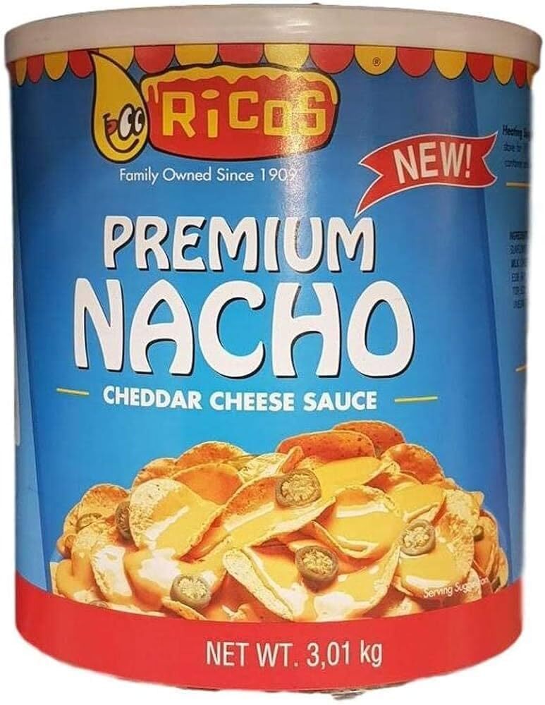 Rico's Premium Nacho Cheddar Cheese Sauce Tortilla Chips Ricos Dip 3kg Tin