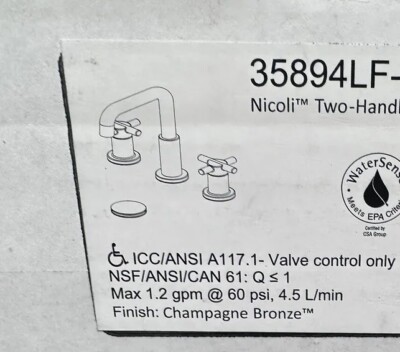 Delta Nicoli 35894LF-CZ Widespread Bathroom Sink Faucet Cross Champagne Bronze