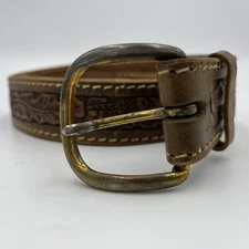 Tex Tan Tooled Acorn & Oak Leaves Leather Cowboy Western Belt 32
