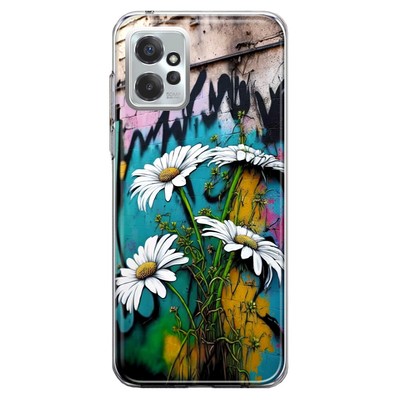 For Motorola Moto G Power 2023 Shockproof Case White Daisies Graffiti Art