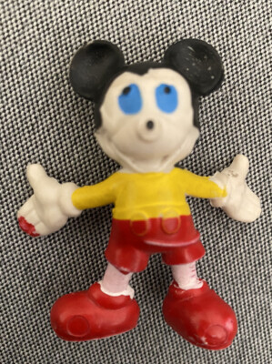 Vintage Mickey Mouse Figurine Walt Disney 1970 PVC, Unmarked