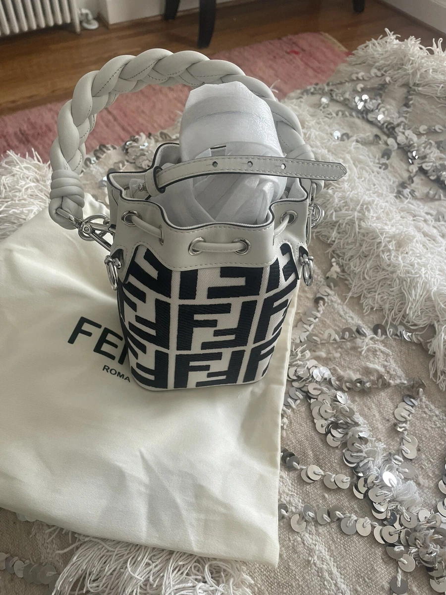 Fendi Mini Mon Tresor Ff Canvas Bag in White