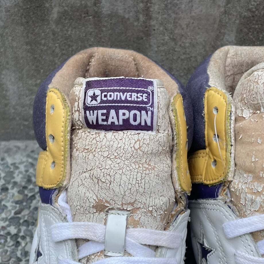 Vintage 80's Converse Weapon White Yellow Purple Sneaker without