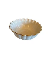 Lenox Ivory Cream Rosebud Trinket Dish Gold Trim Embossed Bowl