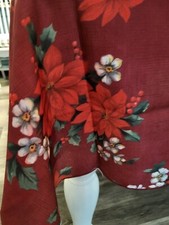 Red Christmas poinsettias polyester tablecloth 84x60