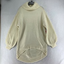 Shoedazzle Womens CA2149933 Cream Long Sleeve Turtle Neck Hi Low Sweater Dress L