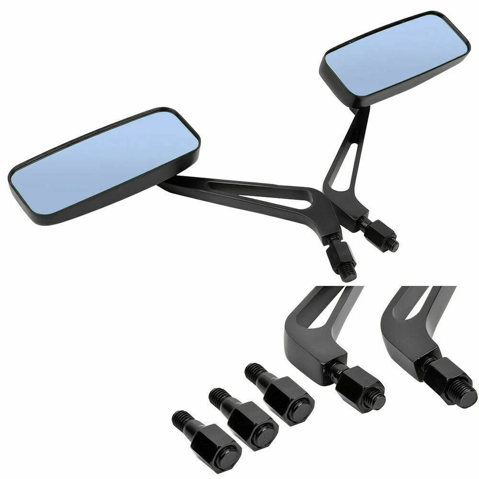 For Honda Ruckus Motorcycle Rectangle Rear View Side Mirrors Black 8mm 10mm - Image 3 of 4