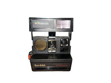 Polaroid Black Sun 660 Autofocus Instant Camera w/Strap - Not Film Tested