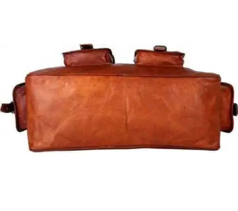 Leather vintage duffel travel gym weekend overnight bag Women's Large luggage - Image 2 of 4
