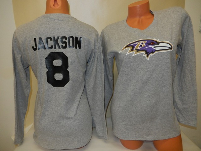 91126-2 Womens Baltimore Ravens LAMAR JACKSON Long Sleeve Football Shirt GRAY | eBay