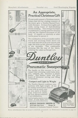#ad 1913 Duntley Pneumatic Sweeper Practical Christmas Gift No Electricity Ad GH3 $12.80