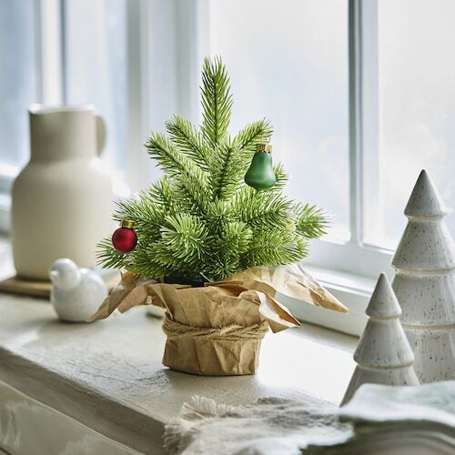 Artificial Potted Plant In/Outdoor Christmas Tree Green 9cm Long