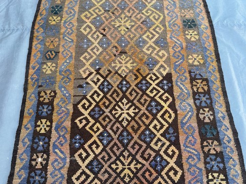 Handwoven Northwestern Faded Afghan kilim Rug | Turkmen Tribal Motif Wool Kilim - Picture 5 of 13