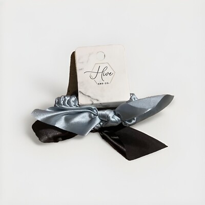 Hive & Co 2-Pack Hair Ties with Bow - Chic Blue & Gray - Stylish Hair Accessory