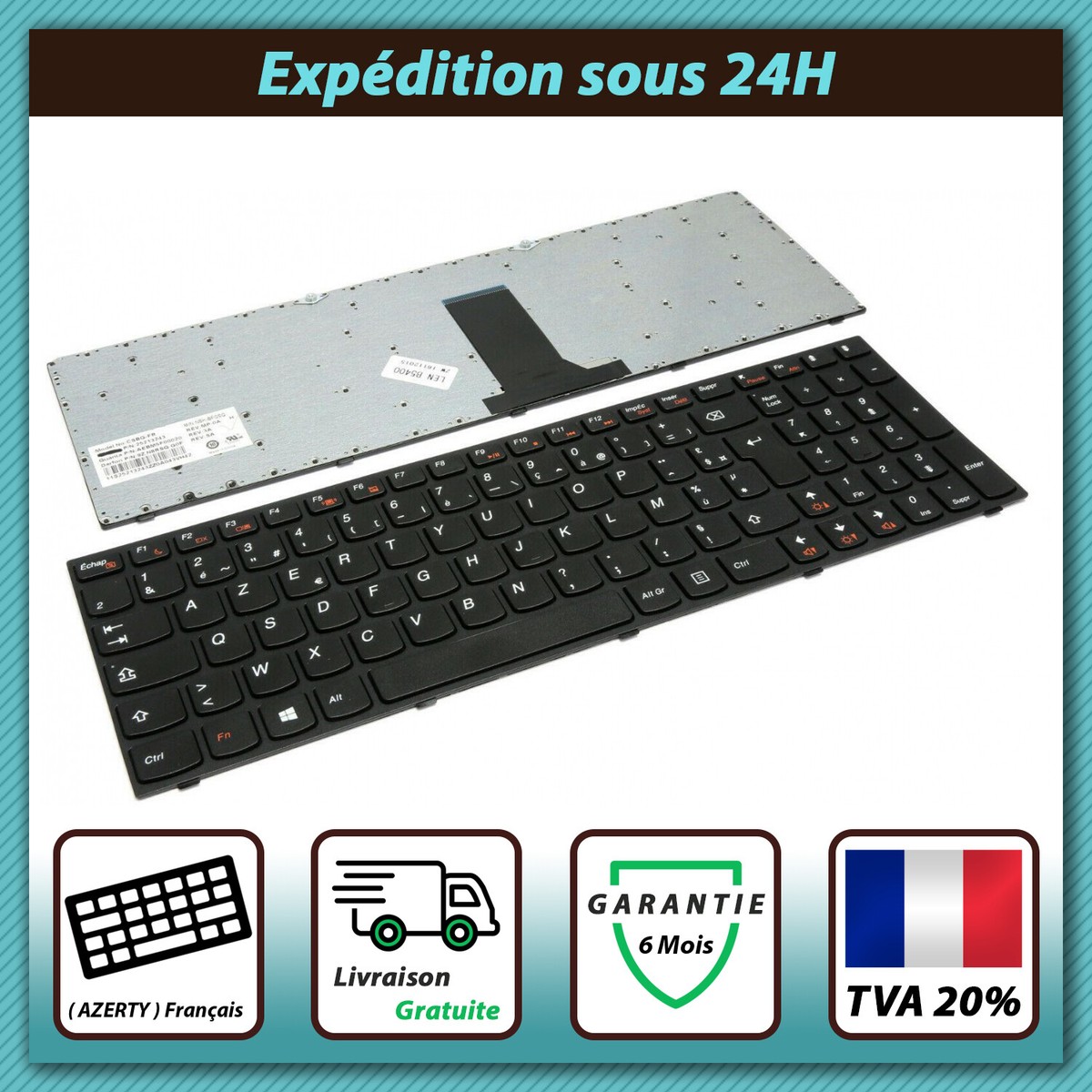 Clavier AZERTY Noir Filaire Lenovo Pour Portable Essential M5400 B5400 - Neuf
