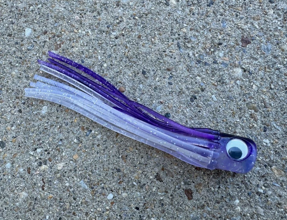 TACKLEWORKS Mini Chugger Flat Head 5.5" Fishing Lure Ballyhoo - Clear/Purple