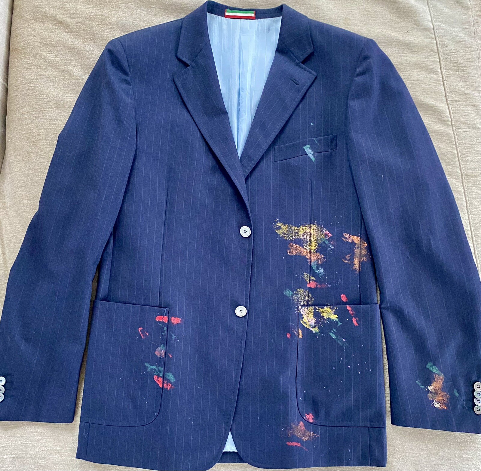 FLASH SALE: MOSCHINO Custom Paint Splatter Blue Blaze⦠- Gem