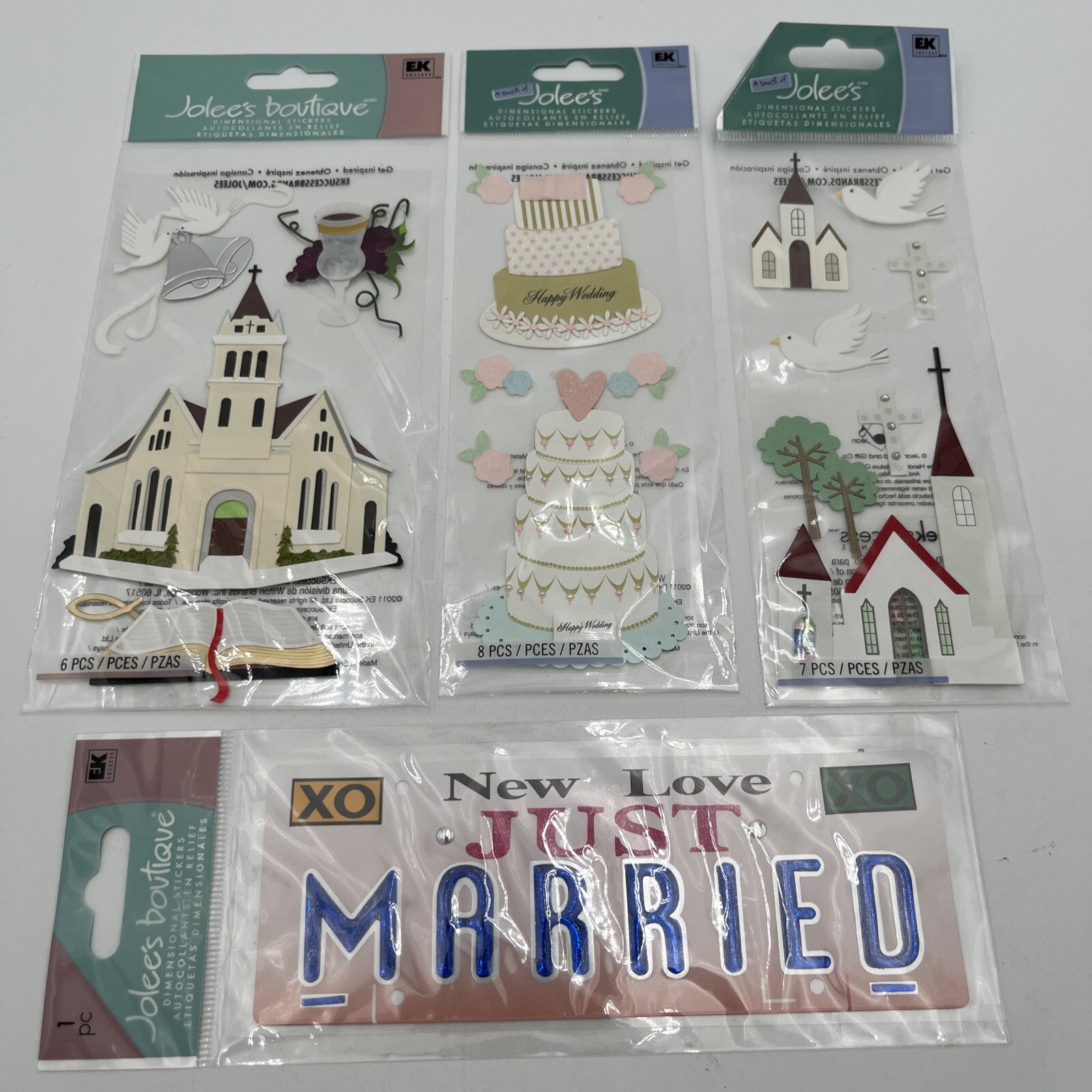 Lot Jolee's Boutique Dimensional Stickers Wedding Cake Just Married Church 4