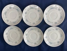 6 American Limoges Salem Heritage Col. Bridal Bouquet Saucers Platinum Rim