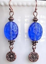 Blue Copper Dangle Earrings. Bohemian Chic.