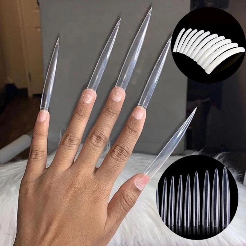 Extra Lange Künstliche Nägel Im Xxl-Stil Mit Stiletto-Abdeckung Künstliche ∧ - Bild 4 von 4