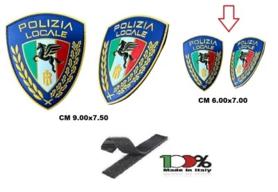 Patch Toppa 3D Pegaso Polizia Locale Gommata 3D con Strip Piccola 6x7.00