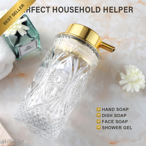 Glass Soap Dispenser Gold Pump Bathroom Kitchen Decor Clear - Picture 5 of 12