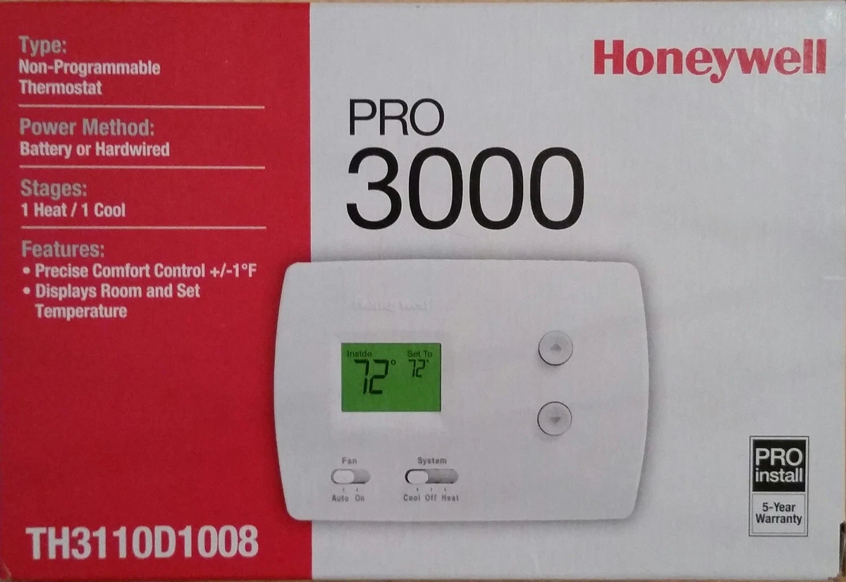 Honeywell PRO 3000 Non-Programmable Digital Thermostat TH3110D1008 (1H/1C)  703765975841 | eBay