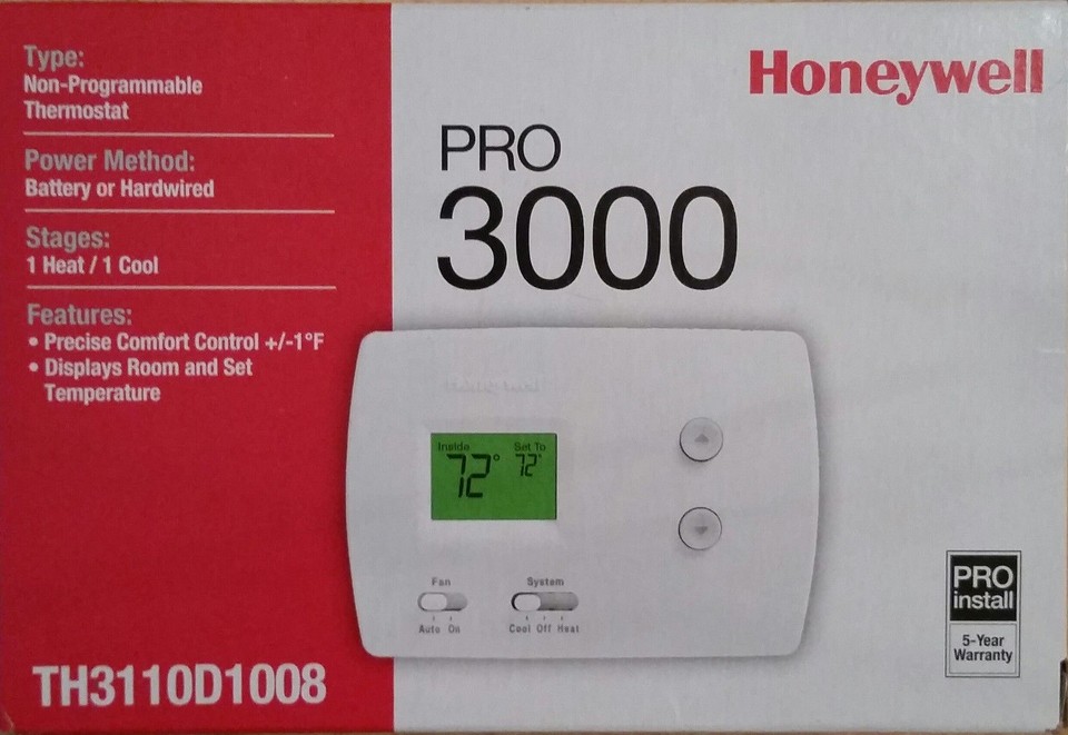 Honeywell PRO 3000 NonProgrammable Digital Thermostat TH3110D1008 (1H
