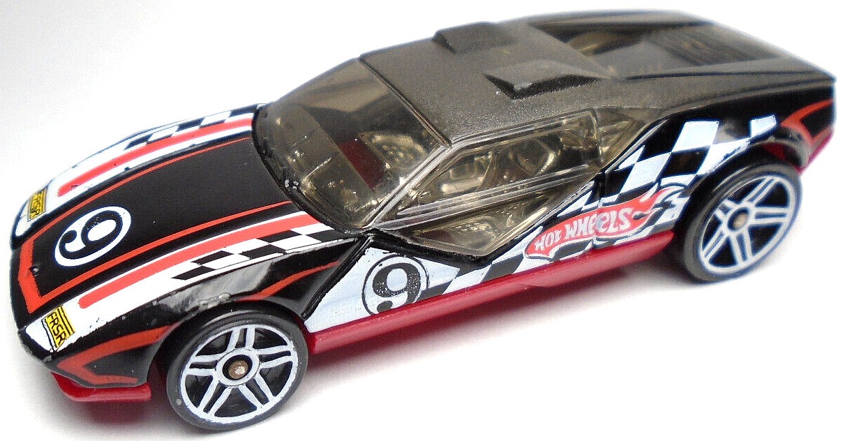 2011 HOT WHEELS LA FASTA #9 BLACK 1:64 DIECAST 2 3/4" RACE CAR WITH RED & WHITE