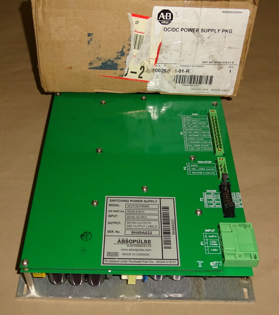 Allen Bradley 80026-518-01-R DC/DC Power Supply 8002651801R MOX720