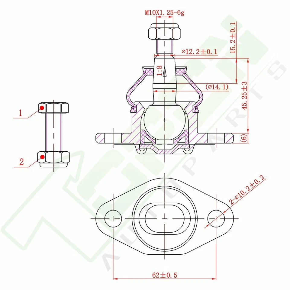 4PCS Front Upper & Lower Ball Joints Suspension Kit Fit For Chevrolet Chevette - Изображение 3 из 4