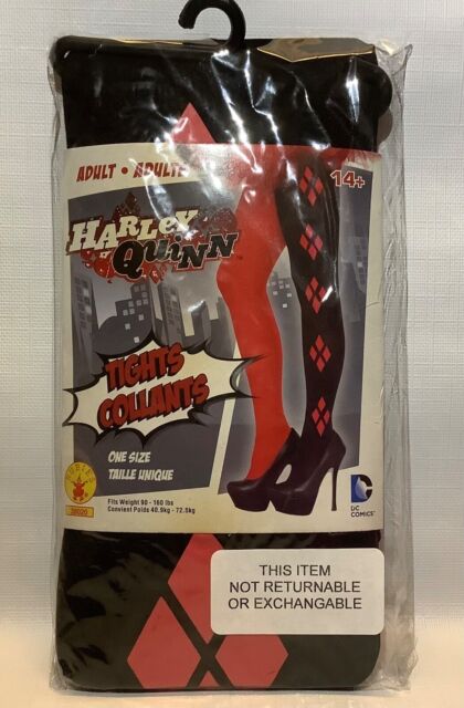 Rubie&#039;s Costume Co Harley Quinn Cosplay Black Red Adult Tights One Size