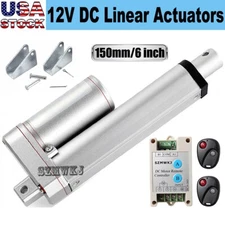 DC 12V Electric 6" Linear Actuator 1500N/330LBS W/ Motor Controller Brackets CL