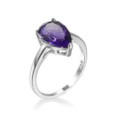 Classic Teardrop Cut Purple Amethyst Gems Silver Rings Size 6 10 Holiday Gift