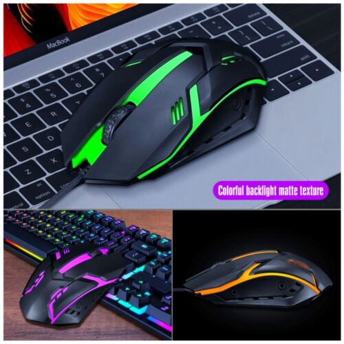Rainbow LED Gaming Keyboard & Mouse Set Multicolor Changing Backlight Mouse Mice - Picture 11 of 13