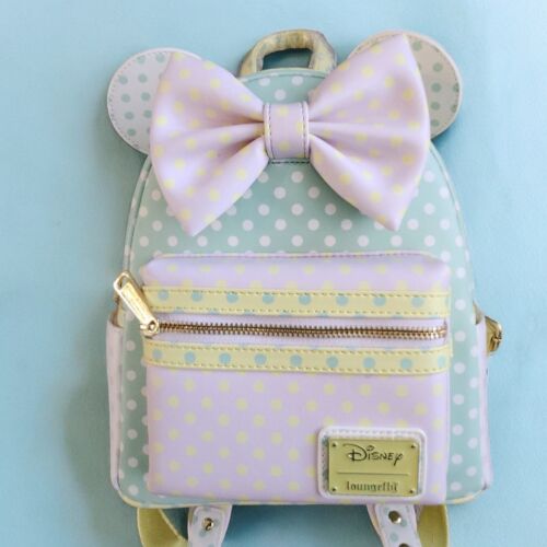 Loungefly Exclusive Disney Minnie Mouse Pastel Polka Dot Mini Backpack — New - Foto 1 di 12