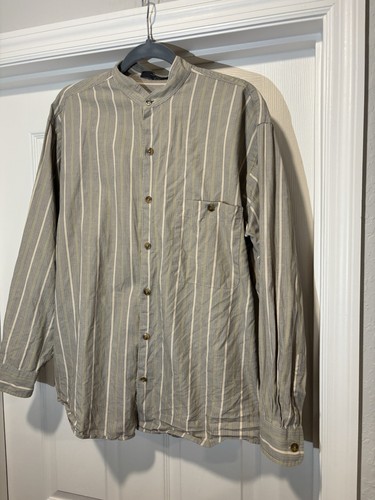 Krizia, Vintage Krizia Shirt | tan brown Button Down | 100% Cotton | (cracked button) M