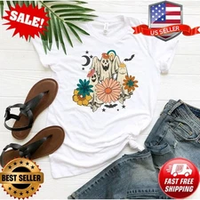 Spooky Season Halloween Shirt – Retro Floral Ghost Tee, Funny Pumpkin Season T-S