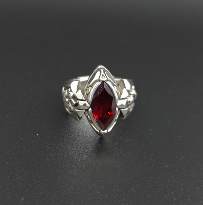 NightRider Sterling Silver Queen's Ring with Red Stone Size 5