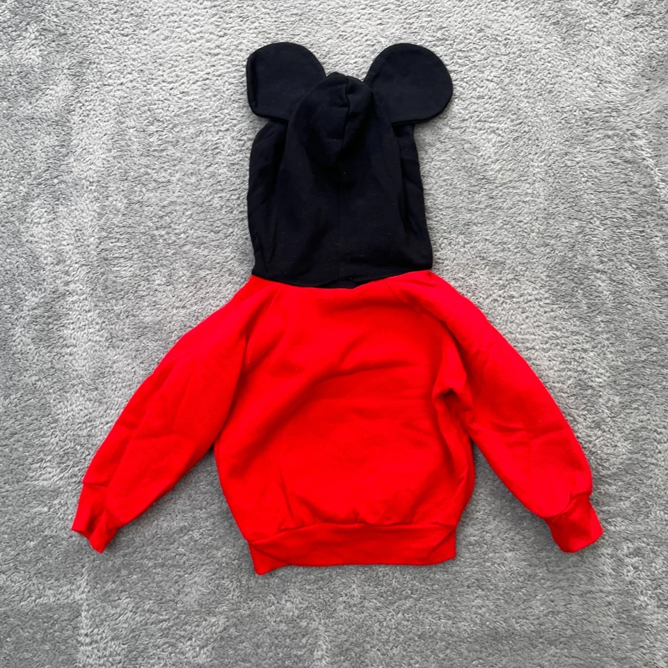 Antigo Moletom Disney Meninos 2T Orelhas de Mickey Mouse Vermelho Estampa Jog Togs Material Colorblock - Imagem 2 de 4