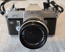 Vintage Canon FT QL 35mm SLR Film Camera with 50mm FL Lens with case.