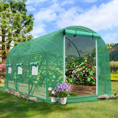 Walk-In Greenhouse Upgraded Green House with Dual Zippered Screen Doors & 6 Scre