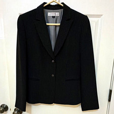 Tahari Arthur S. Levine Womens Black Pinstripe Lined Blazer Jacket Size 8